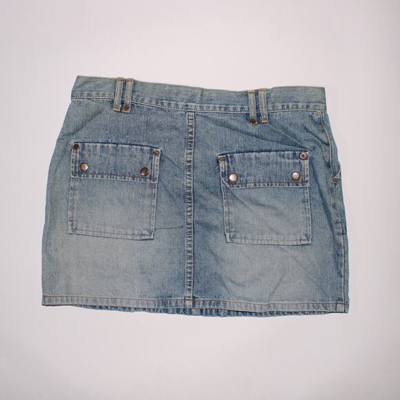 Y2K Just Jeans Light Wash 100% Cotton Denim Mini Skirt With Pockets Size 10 - Picture 2 of 5